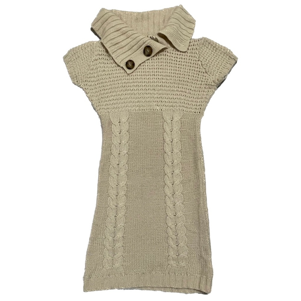 Pink Rose - Tan Knitted Short Dress (S)